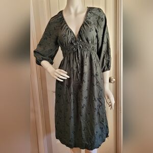 Universal Thread Green Floral Midi Dress With Pockets S